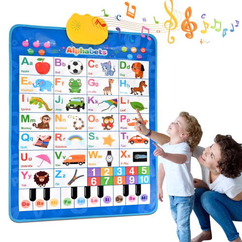 Faburo Electronic Alphabet Poster Toddler Learning Toys,Electronic Alphabet Wall Chart, Toys for Ages 3-6, Blue