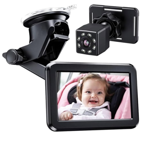 Itomoro Baby Car Mirror, Back Seat Baby Car Camera with HD Night Vision Function Display, Reusable Sucker Bracket, Wide View, 12V Cigarette Lighter, Easily Observe The Baby’s Move