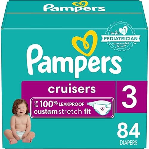 Pampers Cruisers Diapers - Size 3, 84 Count, Disposable Active Baby Diapers with Custom Stretch