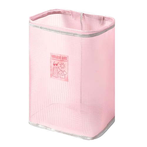 LAMIRO Nylon Storage Basket Foldable Laundry Hamper - Waterproof Cotton Storage Basket for Baby Toys,Dirty Clothes & More - Stylish Pink or Blue - for Home Organization and Travel