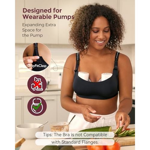 Momcozy Pumping Bra for Wearable Breast Pump, Nursing & Pumping Bra in One, Hands Free Pump Bra Suitable for M5, S12 Pro, etc
