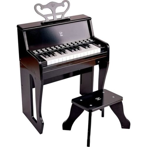 Hape: Learn With Lights Piano w/ Stool - Black - Wooden Electric Musical Toy - Hape | Maisonette