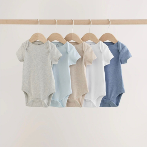 Buy Grey/Blue/Neutral Short Sleeve Baby Bodysuits 5 Pack from Next USA