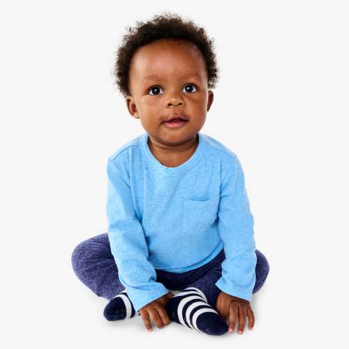 Baby heathered long sleeve pocket tee | Primary.com