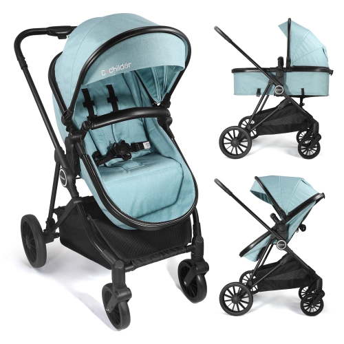 Cochildor Lite 2.0 Baby Stroller with Bassinet Mode - 3-Position Reversible Lightweight Stroller for 0-36 Months, Foldable Compact Travel Stroller with UPF 50+ Canopy, Blue