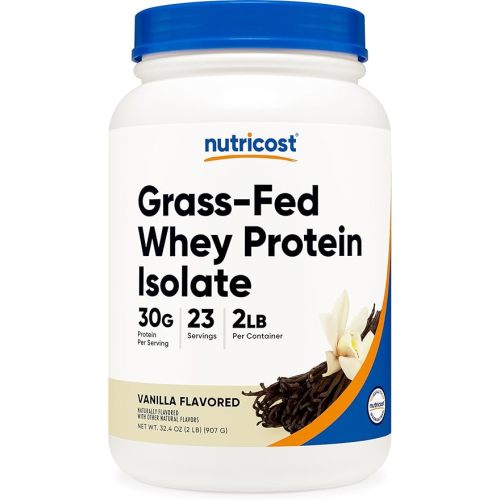 Nutricost Grass-Fed Whey Protein Isolate (Vanilla) 2LBS - Non-GMO, Gluten Free, Natural Flavors