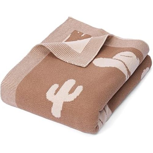 Cactus Jacquard Baby Blanket, 30"x40" Two-Sided Breathable Throw Blanket for Boys and Girls, Newborn Infant Toddler Ideal for Gift
