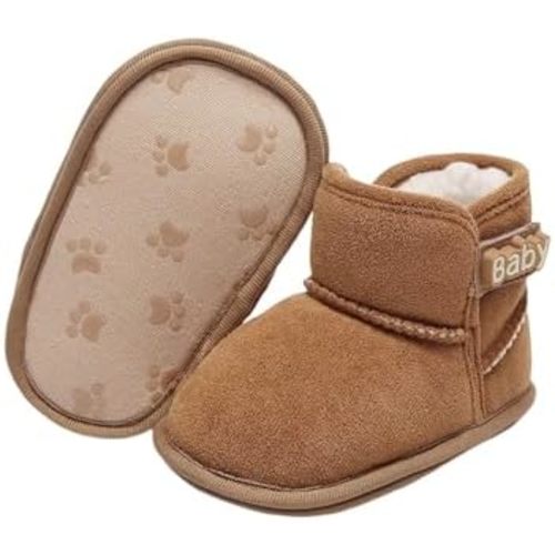 Baby Boys Girls Winter Booties Solid Color Non-Slip Cozy Fleece Lining Comfortable First Walkers for Infants 0-18M