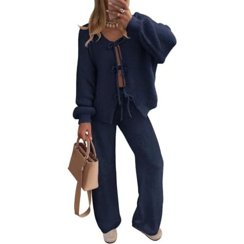 ZESICA Women's 2 Piece Outfits 2026 Fall Lounge Pajama Sets