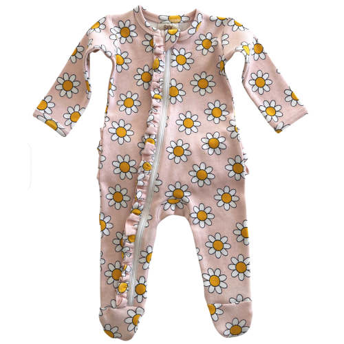 Daisy Pop Taffy / Organic Frill Zip Footie
