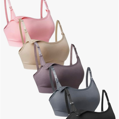 Suekaphin 5Pack Seamless Nursing Bra Women Maternity Breastfeeding Pregnancy Support Full Coverage Bralette Padded Cups