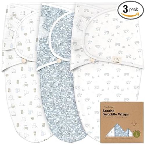 3-Pack Organic Baby Swaddle Sleep Sacks - Swaddles for Newborns, Infant 0-3 Months, Baby Girls, Boys, Soft & Snug Newborn Sleep Sack, Nursery Swaddling Blankets (Excavation, OS)