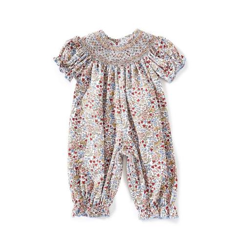 Edgehill Collection Baby Girls Smocked Floral Romper