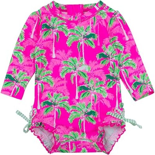 RuffleButts Baby Girls Novelty Baby One Piece - Rash Guard Swimsuit UPF 50+