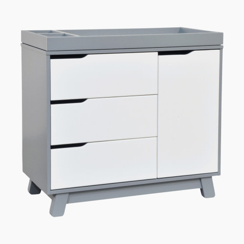 babyletto Hudson 3-Drawer Changer Dresser with Removable Changing Tray - Grey/White