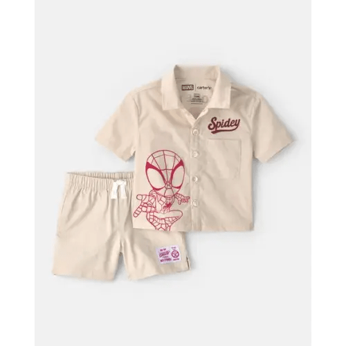 Baby Boy 2-Piece ©Marvel Spider-Man Top & Short Set - Khaki | Carter's
