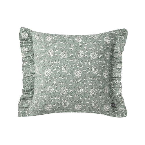 My Texas House 18" x 18" Arden Dusty Green Floral Cotton Decorative Pillow Cover
