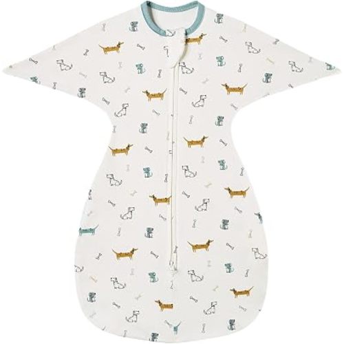Baby Transitional Swaddle with 2-Way Zipper Newborn Sleep Sack Arms Up Infant Sleeping Bag Wearable Blanket, Dachshund Dog, Small (0-3 Month)