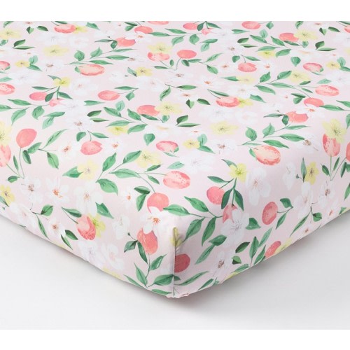 Paisley Peach Organic Crib Fitted Sheet