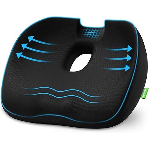 AUVON Innovative Donut Pillow Hemorrhoids Scientific Center Hole and Tailbone Cutout, Orthopedic Pain Relief Donut Seat Cushion for Coccyx, Sciatica, Postpartum Pregnancy, After Surgery Sitting Relief