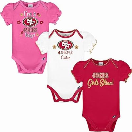 Gerber NFL baby-girls Nfl Team 3 Pack Short Sleeve Onesie Bodysuit