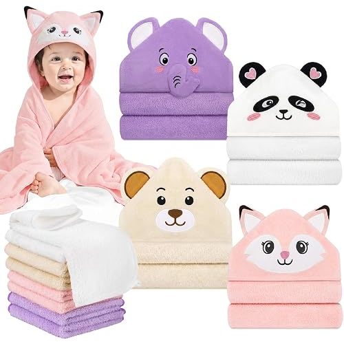 12 PCS Baby Bath Towels Set, Baby Towels for Infant Newborn Bath Essentials