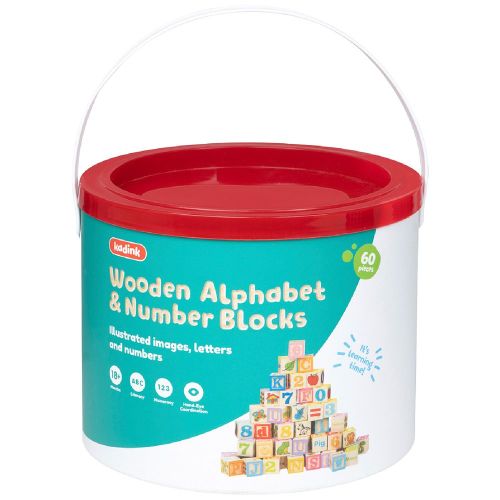 Kadink Wooden Alphabet and Number Blocks 60 Pieces