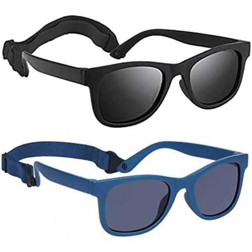 Baby Sunglasses, 2 Pieces Toddler Sunglasses Polarized with Strap for 0-24 Months, Infant Sunglasses Soft Frame Safe