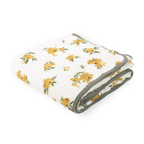 Original Organic Cotton Muslin Quilt - Yellow Roses