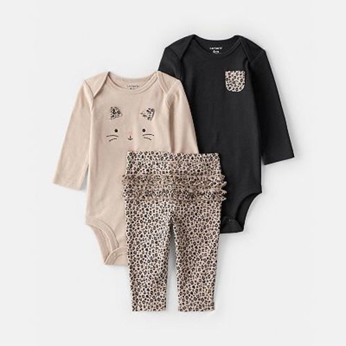 Baby Girl Carter's 3-pc. Cheetah Print Long Sleeve Bodysuit & Pant Set
