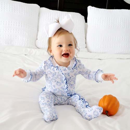 Pumpkin Blue Toile Zip Sleeper