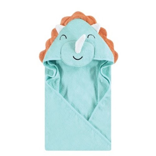 Hudson Baby Infant Boy Cotton Poly Animal Face Hooded Towel, Triceratops, One Size