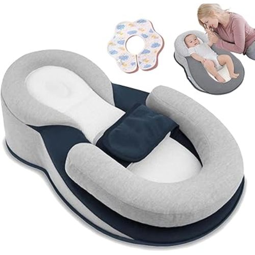 Rest Nest Baby Bed Acid Reflux with Strap, 2025 New Keesley Rest Nest Baby Bed, 15° Incline, 3D Airflow Fabric, Machine Washable, for Comfortable Play & Feeding Support (Regular)