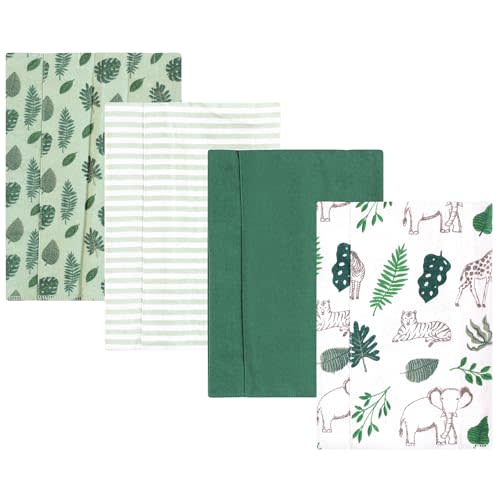 Hudson Baby Unisex Baby Cotton Flannel Burp Cloths, Jungle, One Size