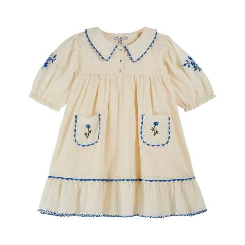 Embroidered Dress, Ecru