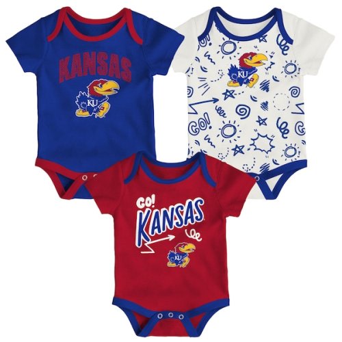 Kansas Jayhawks Outerstuff Newborn & Infant Three-Pack All Day Play Bodysuit Set