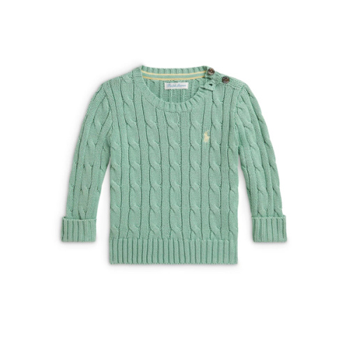 Ralph Lauren Polo Boys' Cable Knit Cotton Sweater - Celadon (Size 3M)