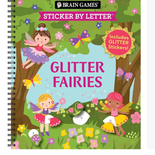 Brain Games - Sticker by Letter: Glitter Fairies: Includes 1 Glitter Sticker Sheet to Complete Each Image!