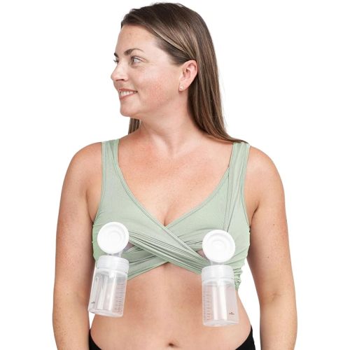 Larken X Nursing & Hands-Free Pumping Bra - Ultra Comfort & Convenience with Silky Soft, Stretch Fabric - Sage (S)