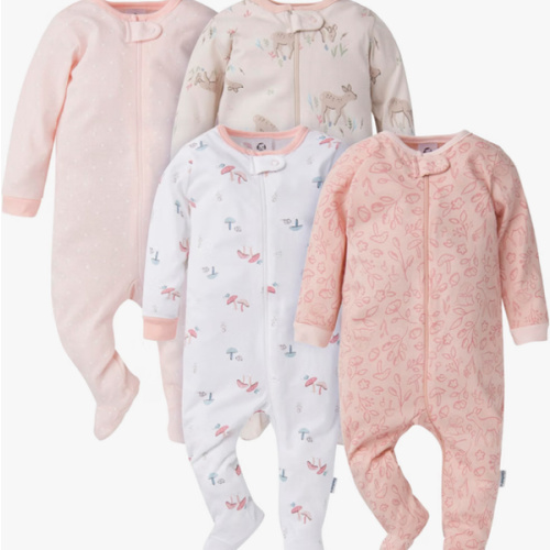 Gerber Baby Girls 4-Pack Sleep 'N Play Footie