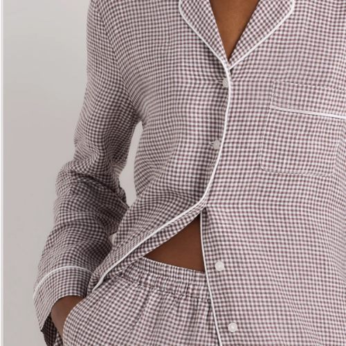 100% European Linen Long Sleeve Pajama Set - Size L