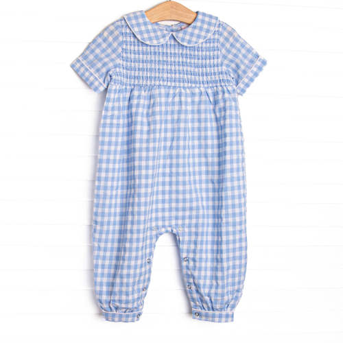 Going Gingham Romper, Blue – Stitchy Fish