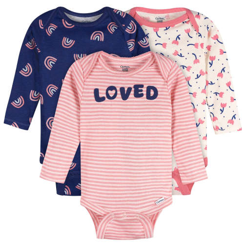 3-Pack Baby Girls Loved Long Sleeve Onesies® Bodysuits – Gerber Childrenswear