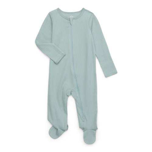 Wonder Nation Baby Boy or Girl Zip Front Footed Sleep and Play Pajamas, Milieu Green, Preemie 6 to 9 Months