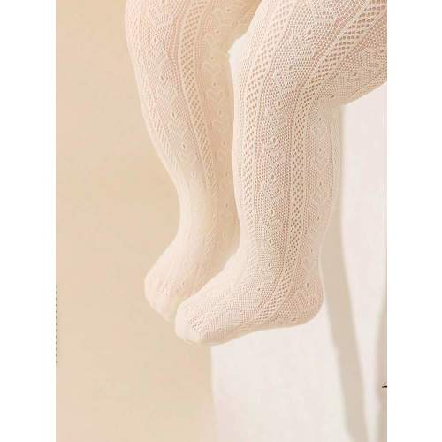 1 Pair Baby Girls' Princess Heart Hollow Out Mesh Breathable Comfortable Tights, Suitable For Daily Life Or Dressing Up | SHEIN USA