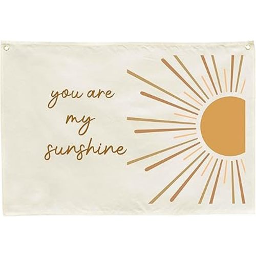 You Are My Sunshine Nursery Canvas Banner -Hanging Rectangular Flag Sign for Baby Boy Girl Kids,Bedroom Reading Room Playroom Decoration, Baby Shower Birthday Christmas Gift