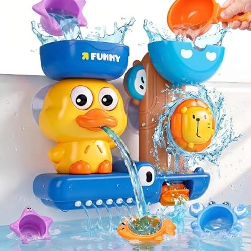 Bath Toys for Kids Ages 1-3, Water Toys for 1 2 3 Year Old Boy Gifts, Duck Bathtub Toys for Toddlers 2-4, Baby Bath Toys Shower Set, 5 PCS