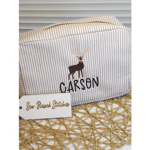 Personalized everything bag, deer travel bag, boy toiletry bag, boy birthday gift