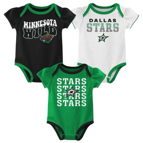 NHL Dallas Stars Infant Girls' 3pk Bodysuits - 3-6M