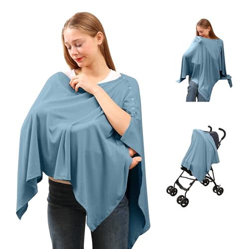 TENTIDE Nursing Cover for Breastfeeding- Viscose from Bamboo Ribbed Covers for Baby Breast Feeding, Full Coverage Privacy, Soft & Breathable Nursing Covers, Multi-Use Shawl Car Seat Cover